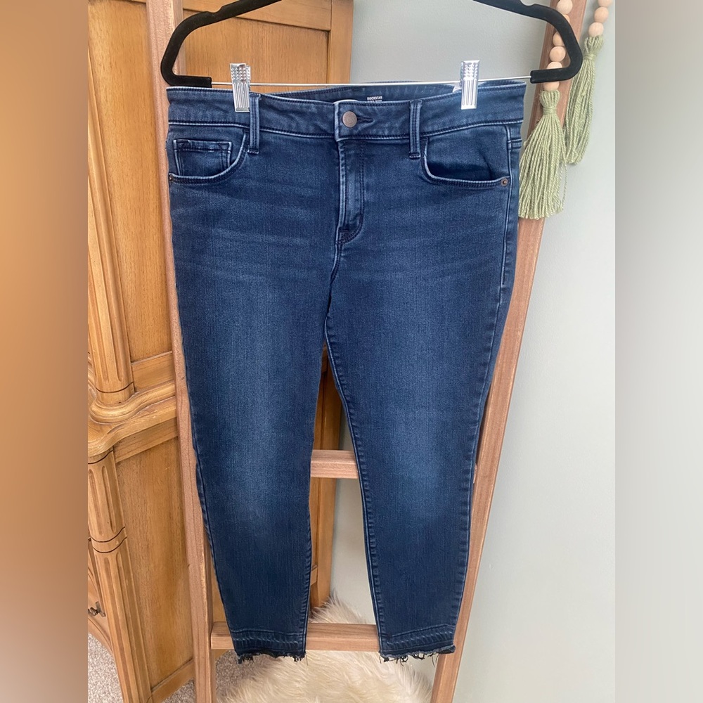 Old Navy Rockstar Super Skinny Jeans Womens Size 8 Blue Dark Wash Built In Warm